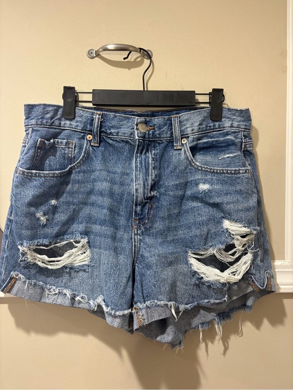 Aeropostale Blue Distressed Ripped Denim Shorts